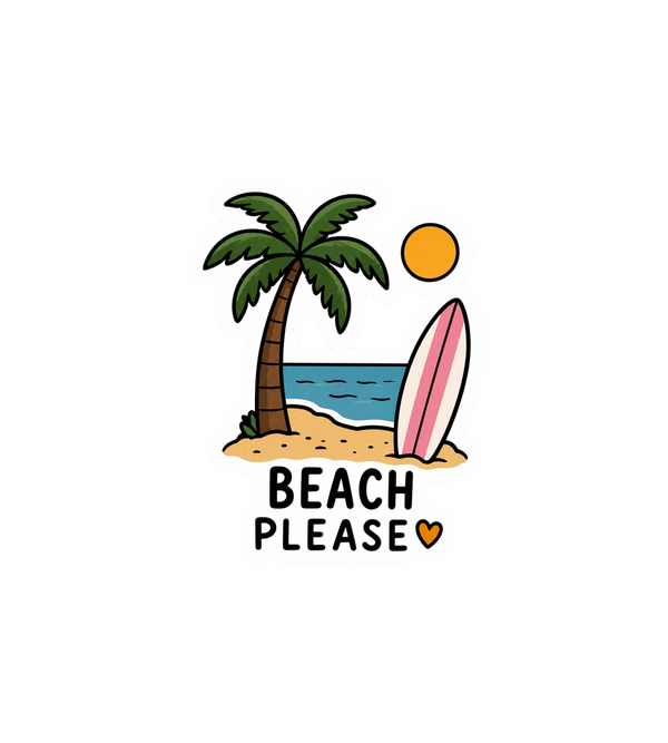 Beach Please Sticker