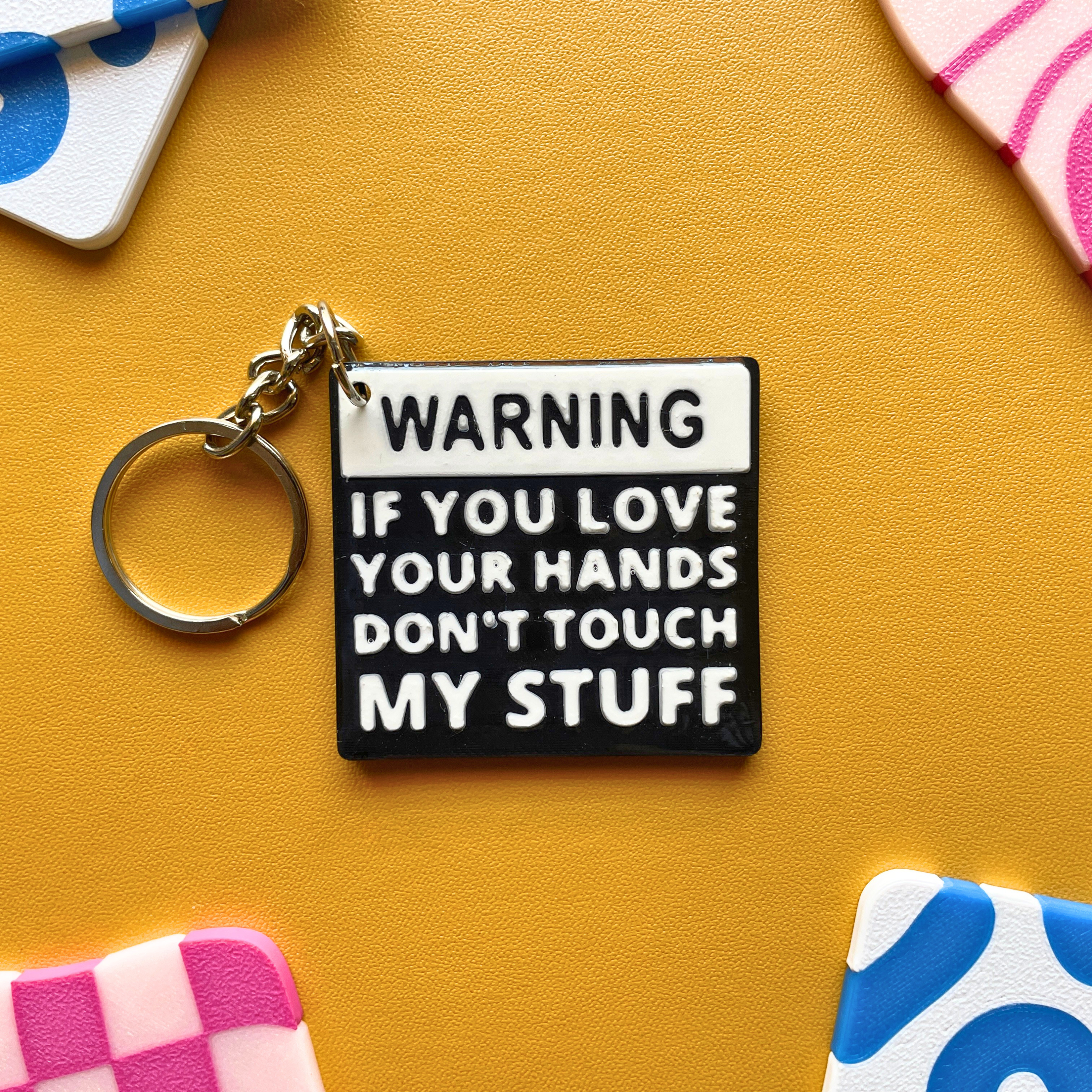 Warning Text Keychain