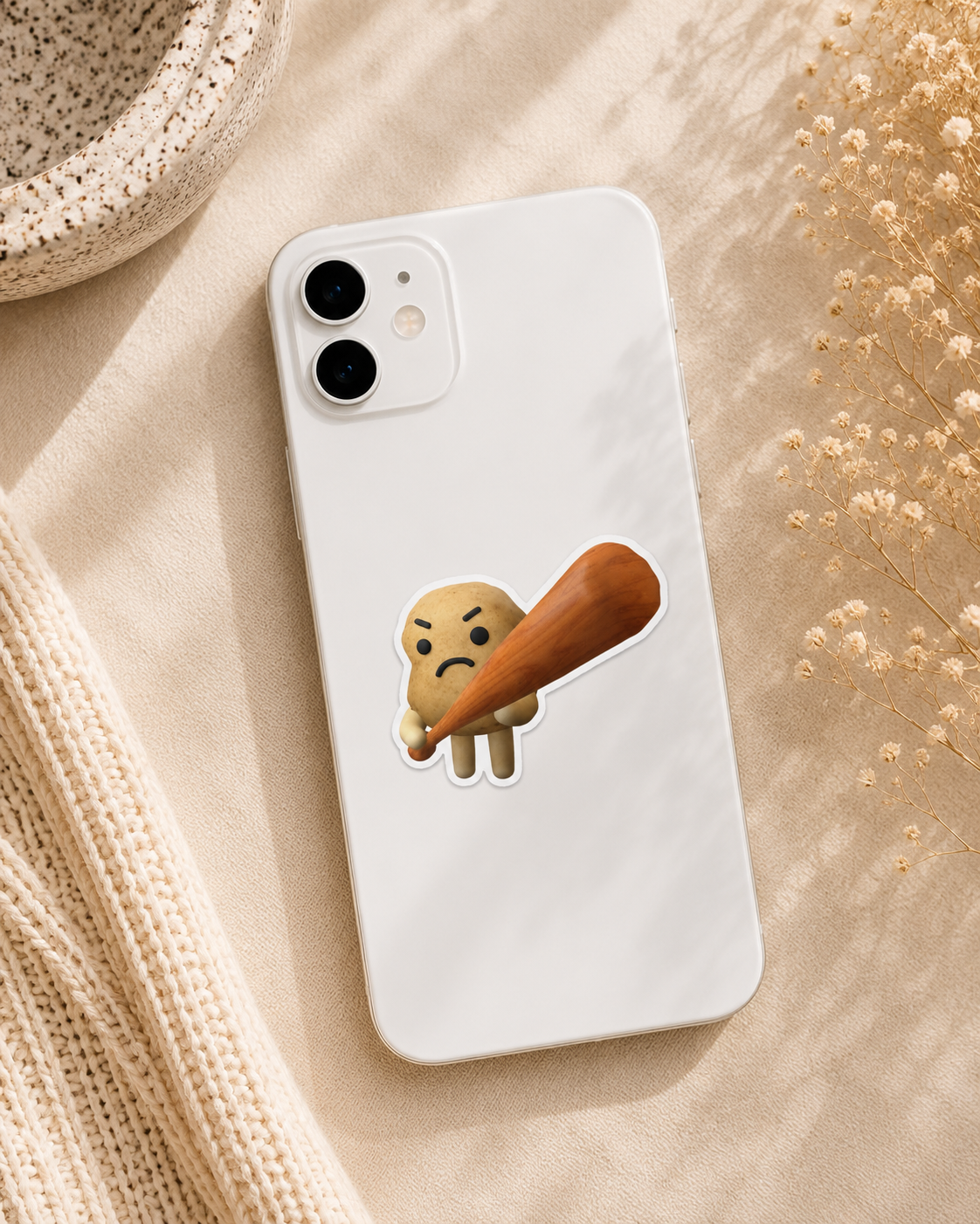 Angry Potato with Bat Meme Sticker