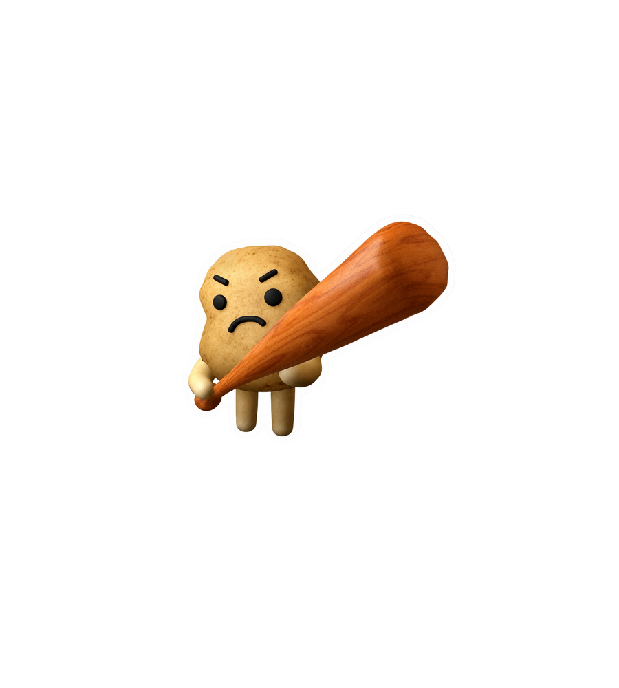 Angry Potato with Bat Meme Sticker