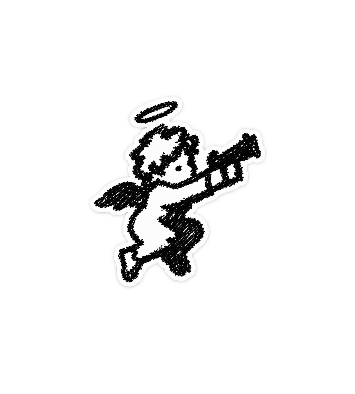 Baby Angel With Gun Sticker