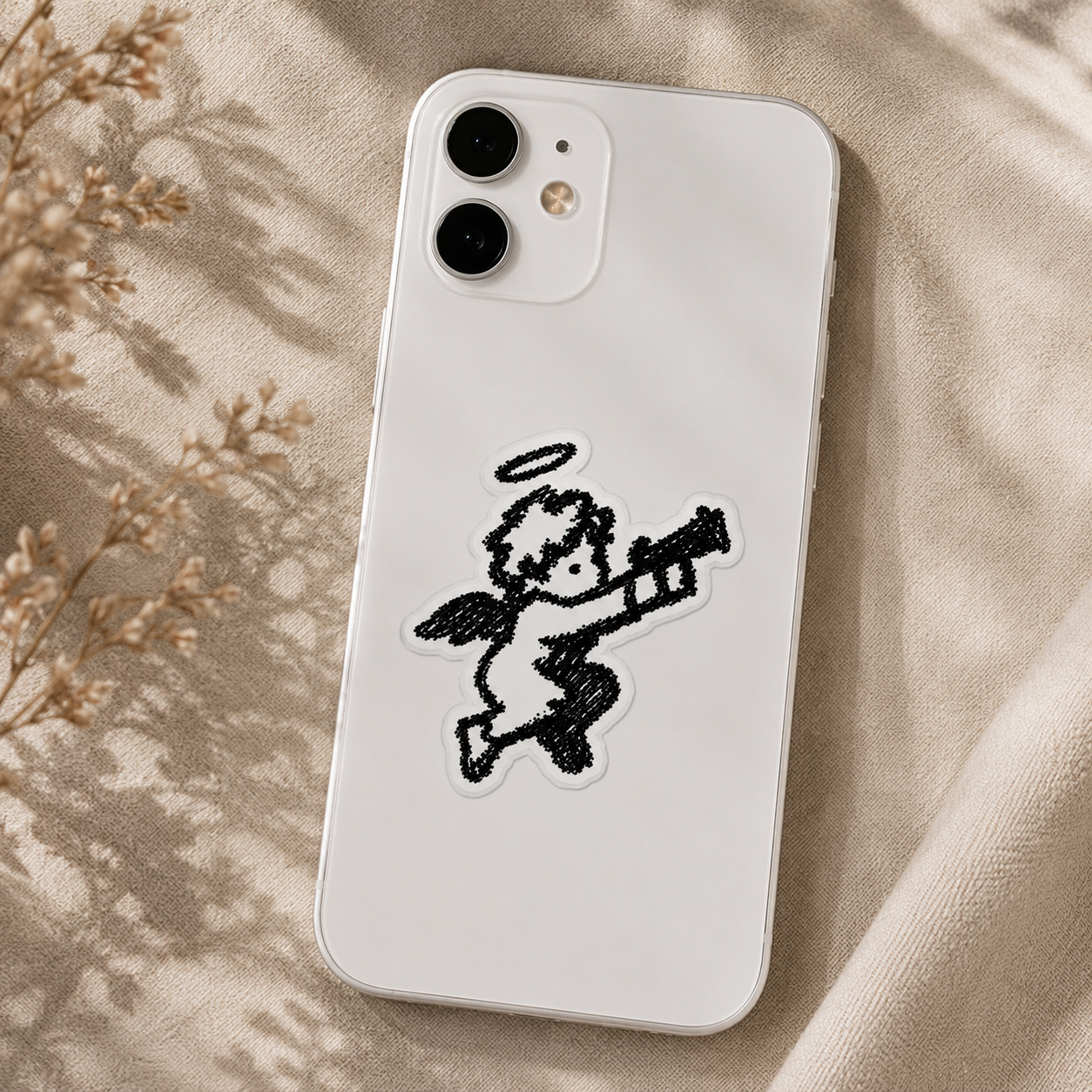 Baby Angel With Gun Sticker