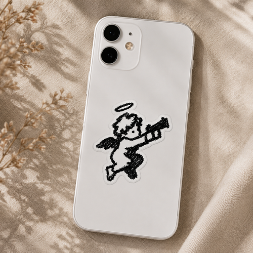 Baby Angel With Gun Sticker