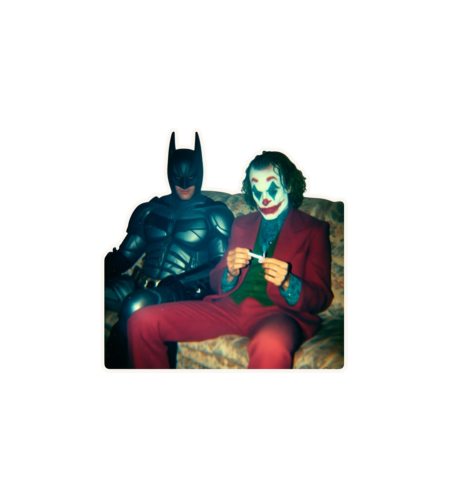Batman & Joker Sitting Together Sticker
