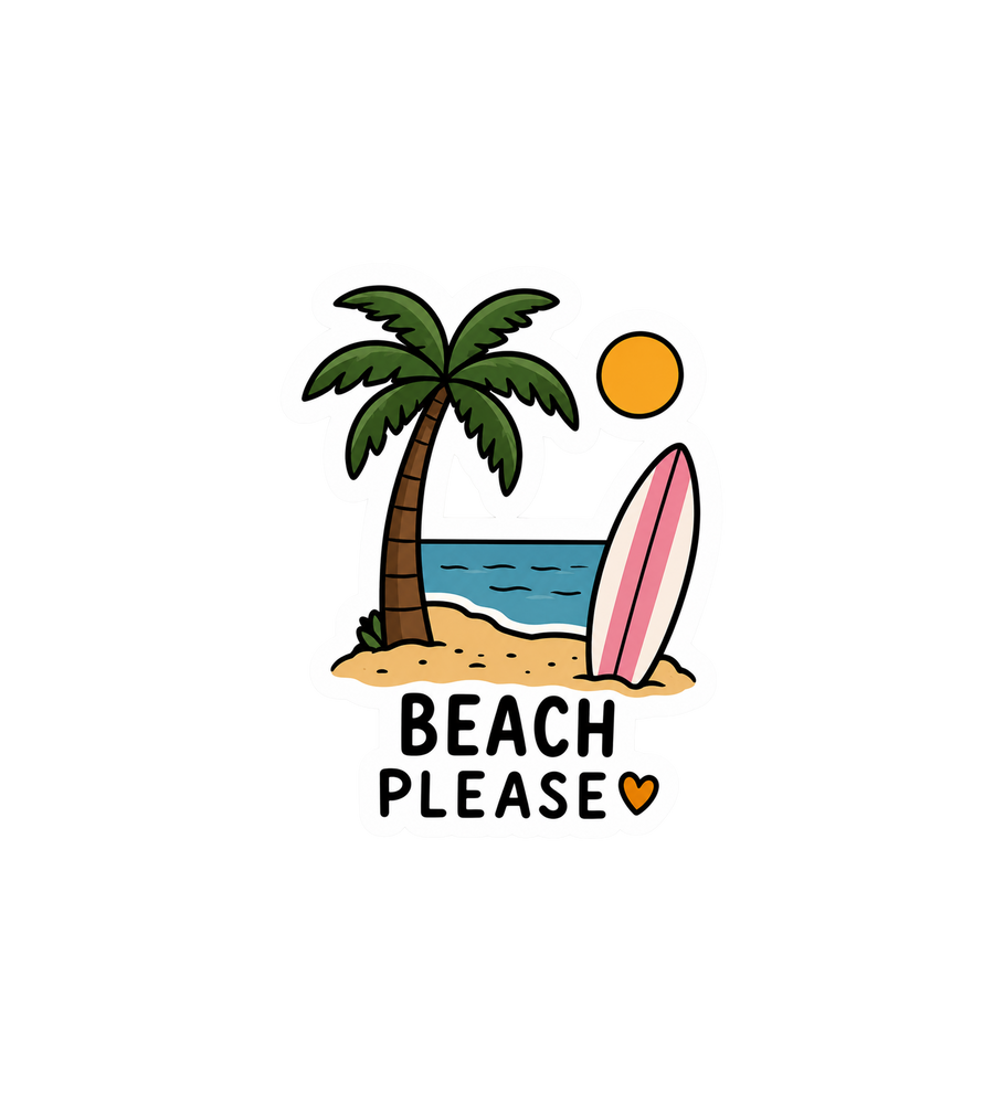 Beach Please Sticker