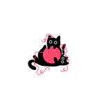 Black Cat Pink Yarn Sticker