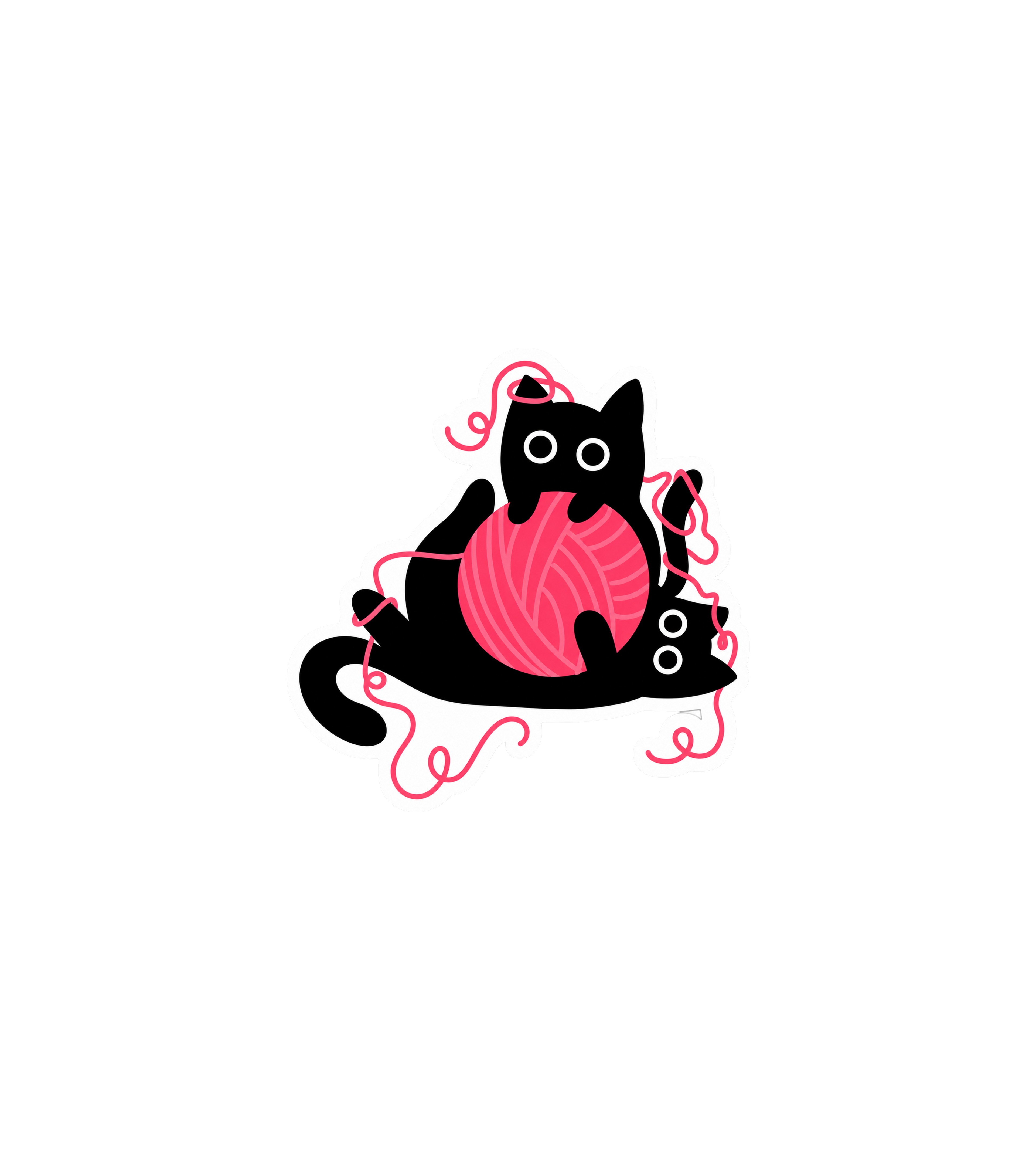Black Cat Pink Yarn Sticker