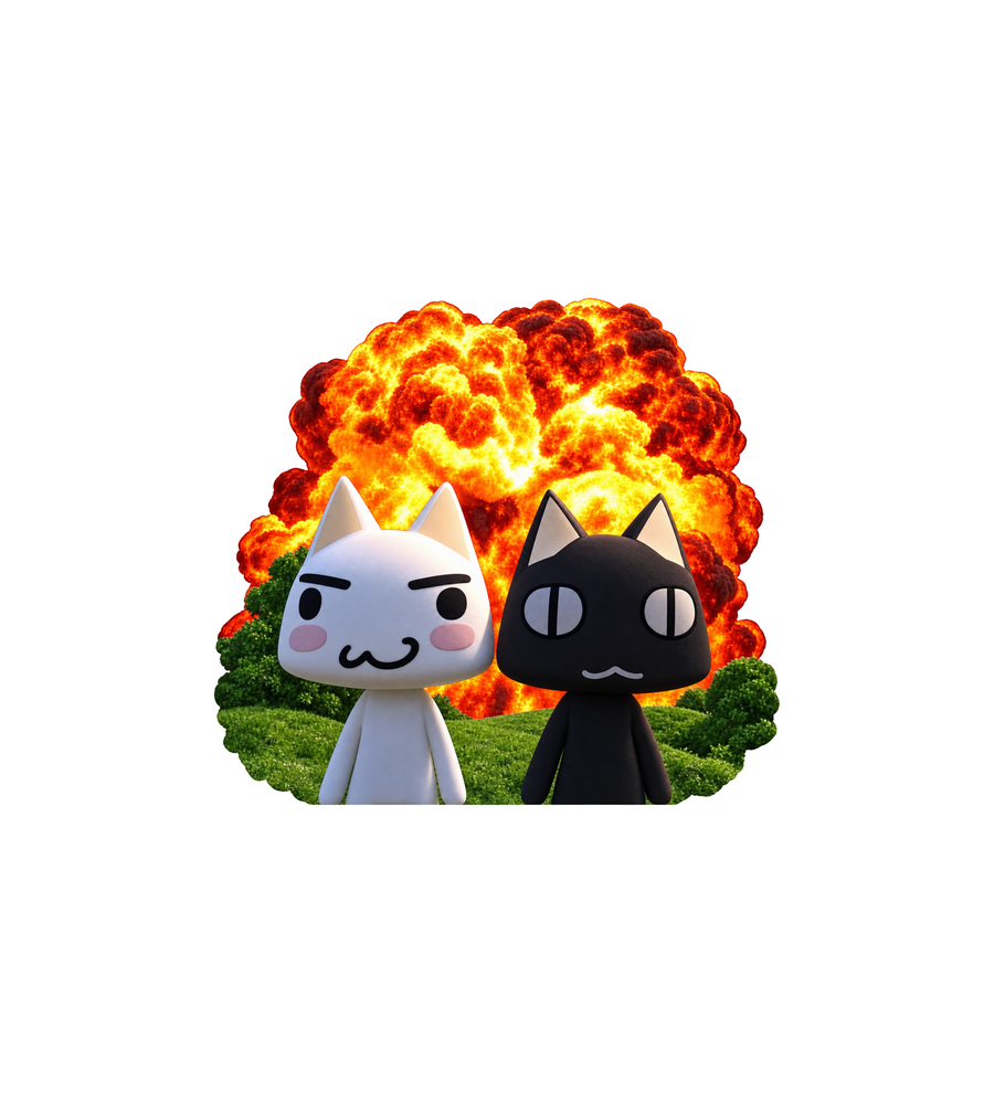 Black & White Cat Explosion Sticker