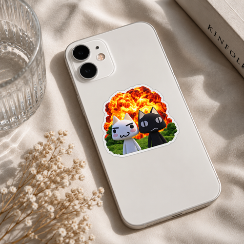 Black & White Cat Explosion Sticker