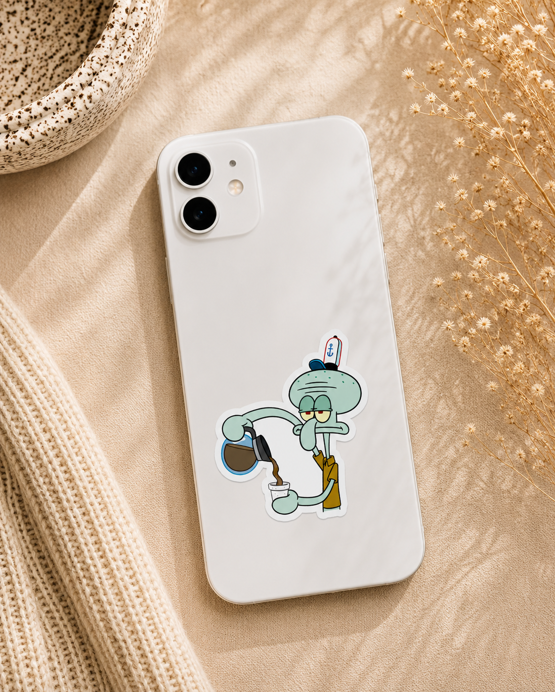 Squidward Pouring Coffee Meme Sticker