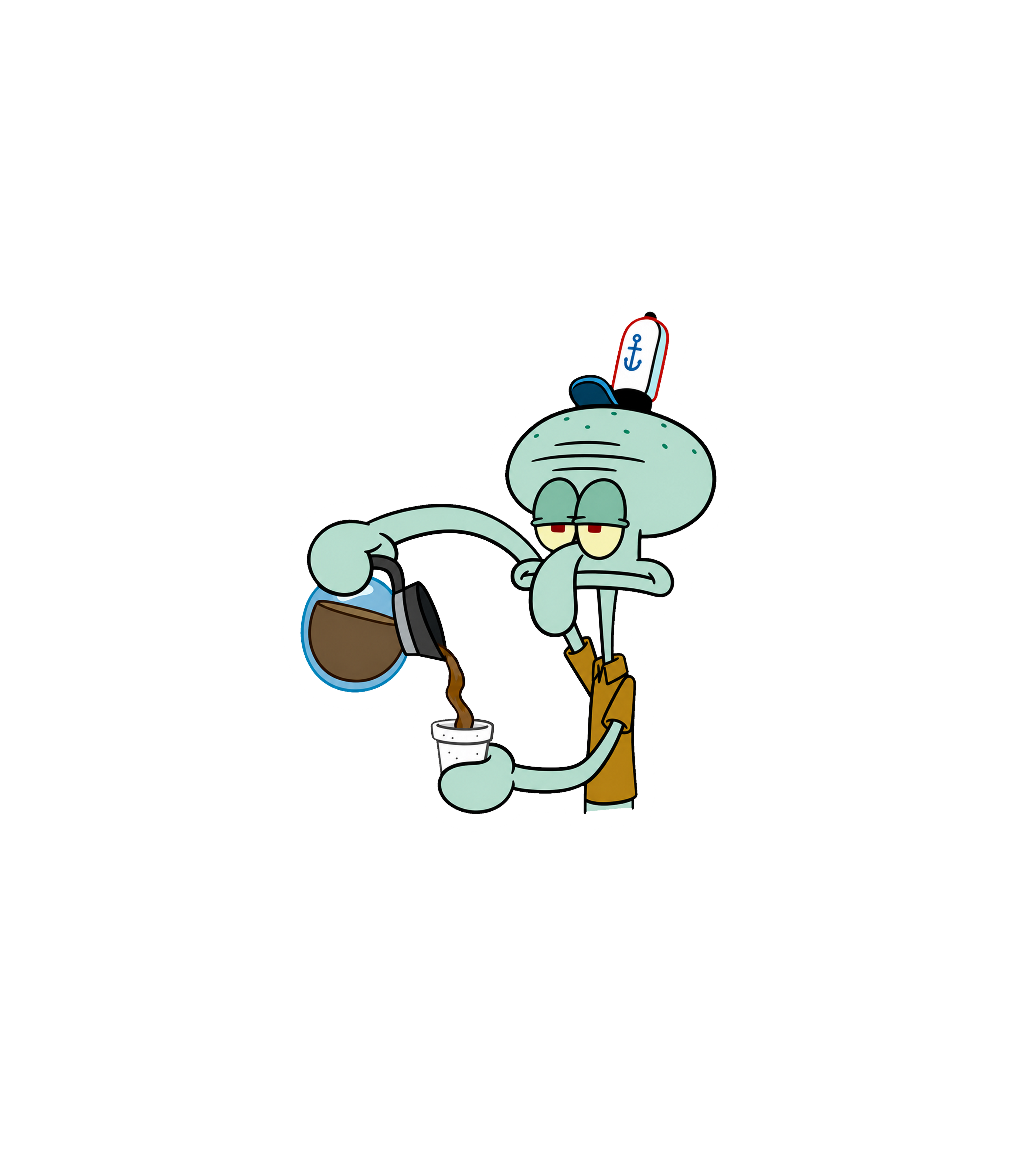 Squidward Pouring Coffee Meme Sticker