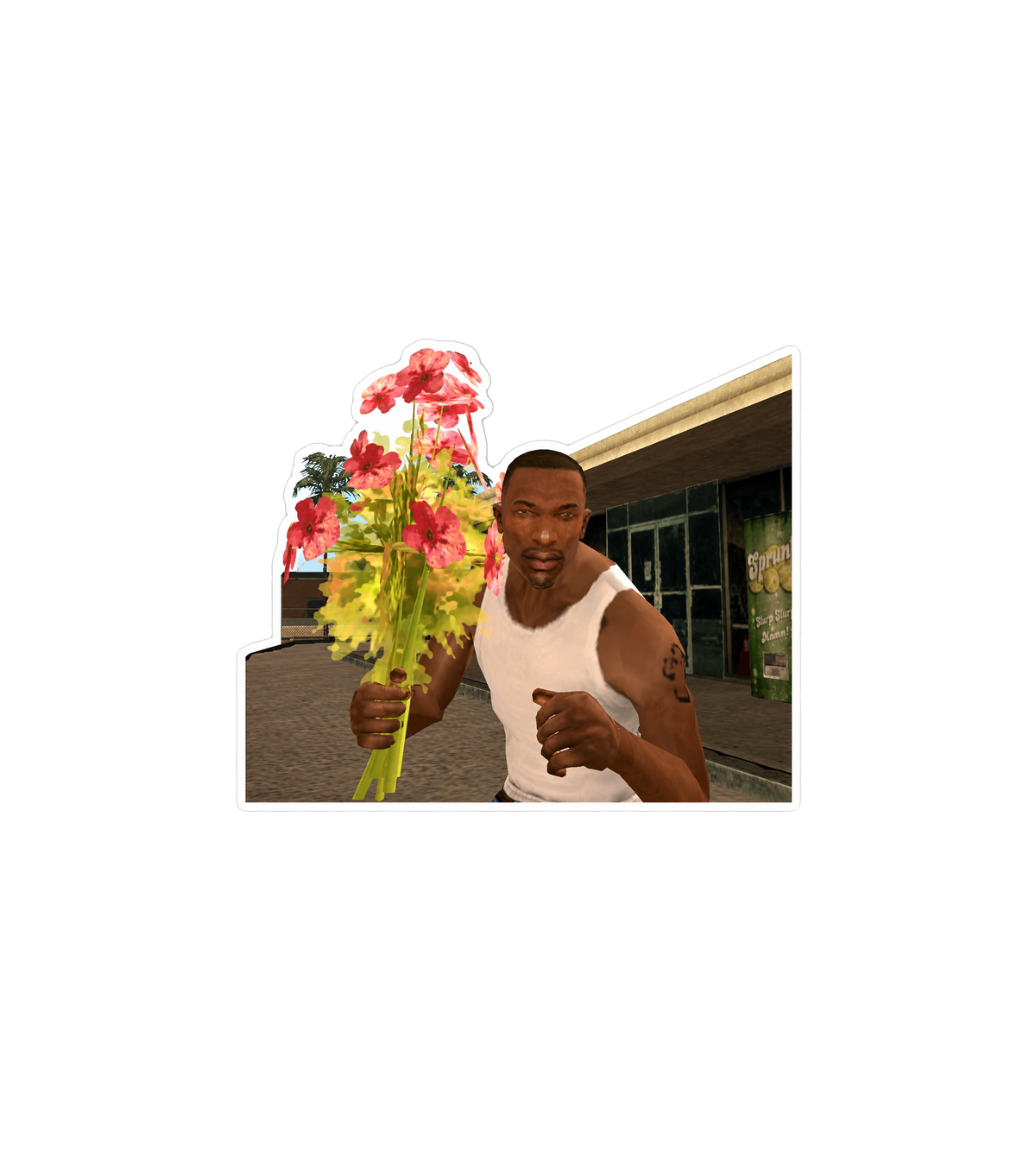 CJ Holding Flowers Sticker