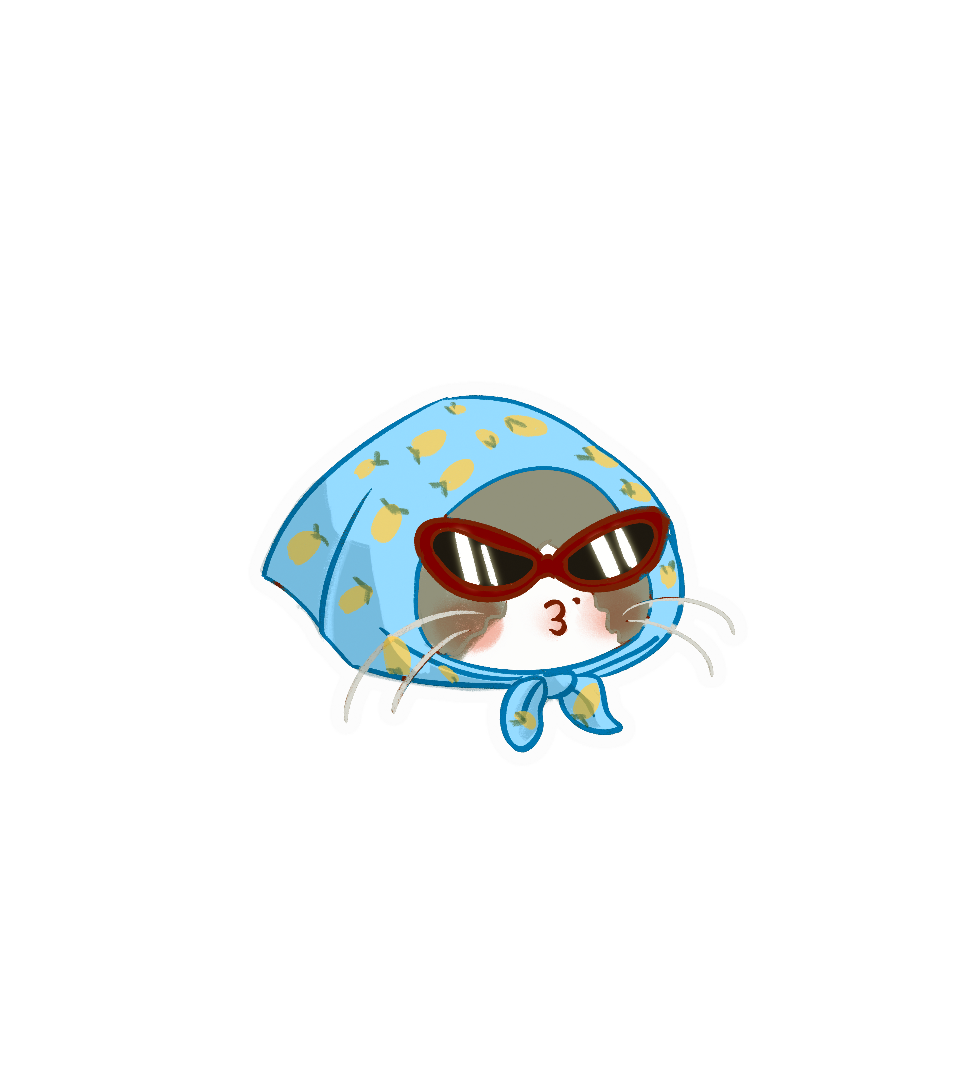 Cute Cat in Lemon Scarf & Sunglasses Sticker