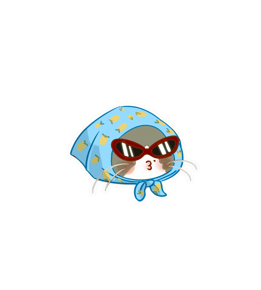 Cute Cat in Lemon Scarf & Sunglasses Sticker