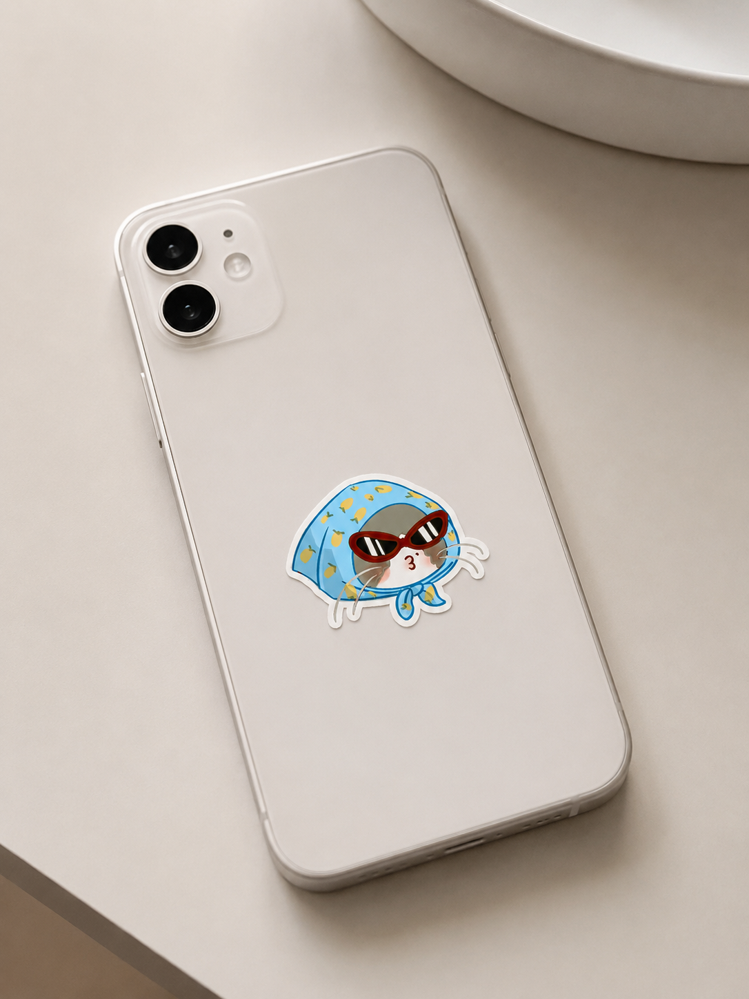 Cute Cat in Lemon Scarf & Sunglasses Sticker