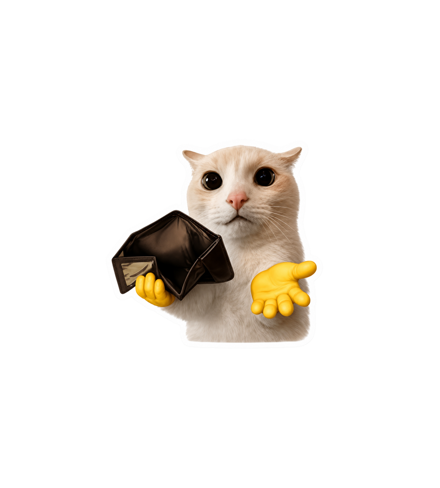 Broke Cat Wallet Sticker