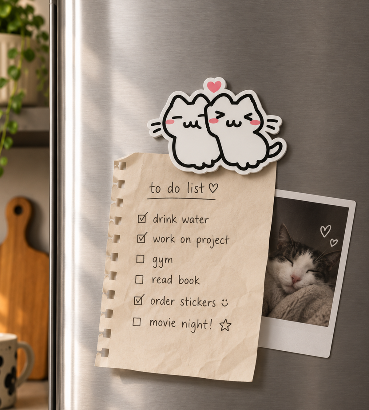 Cute Cat Couple Fridge Magnet