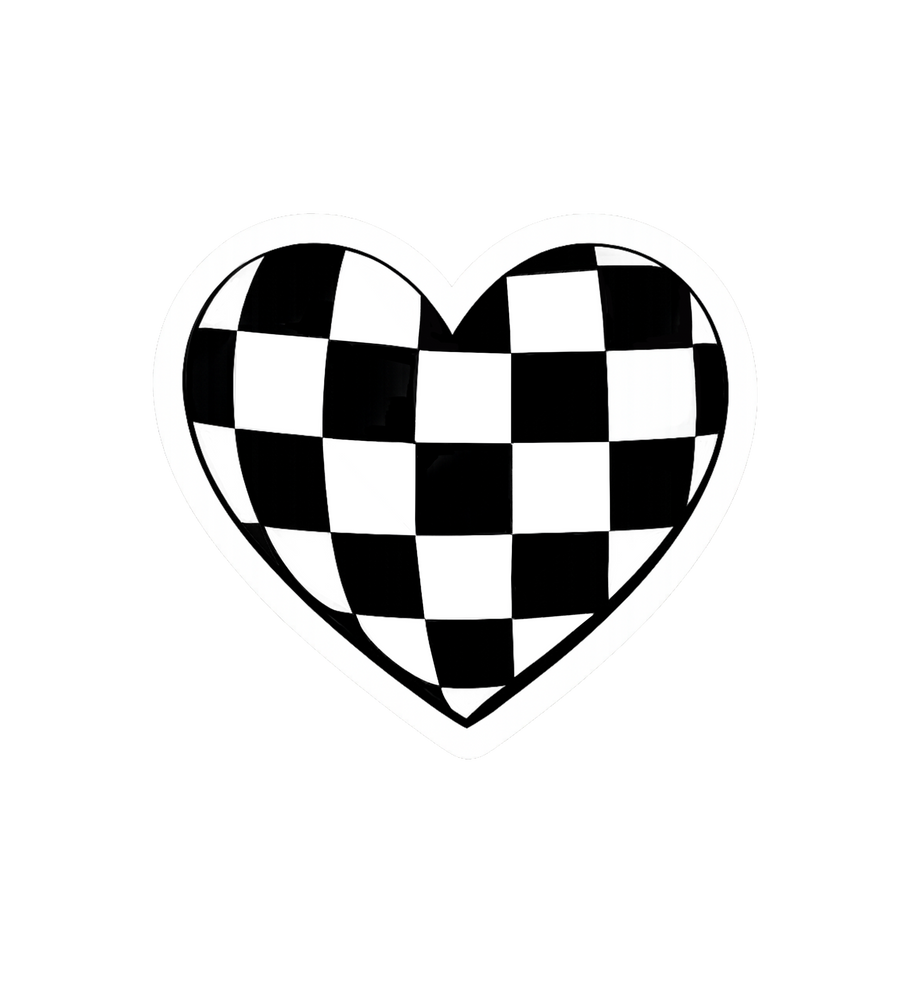 Checker Heart Vinyl Sticker