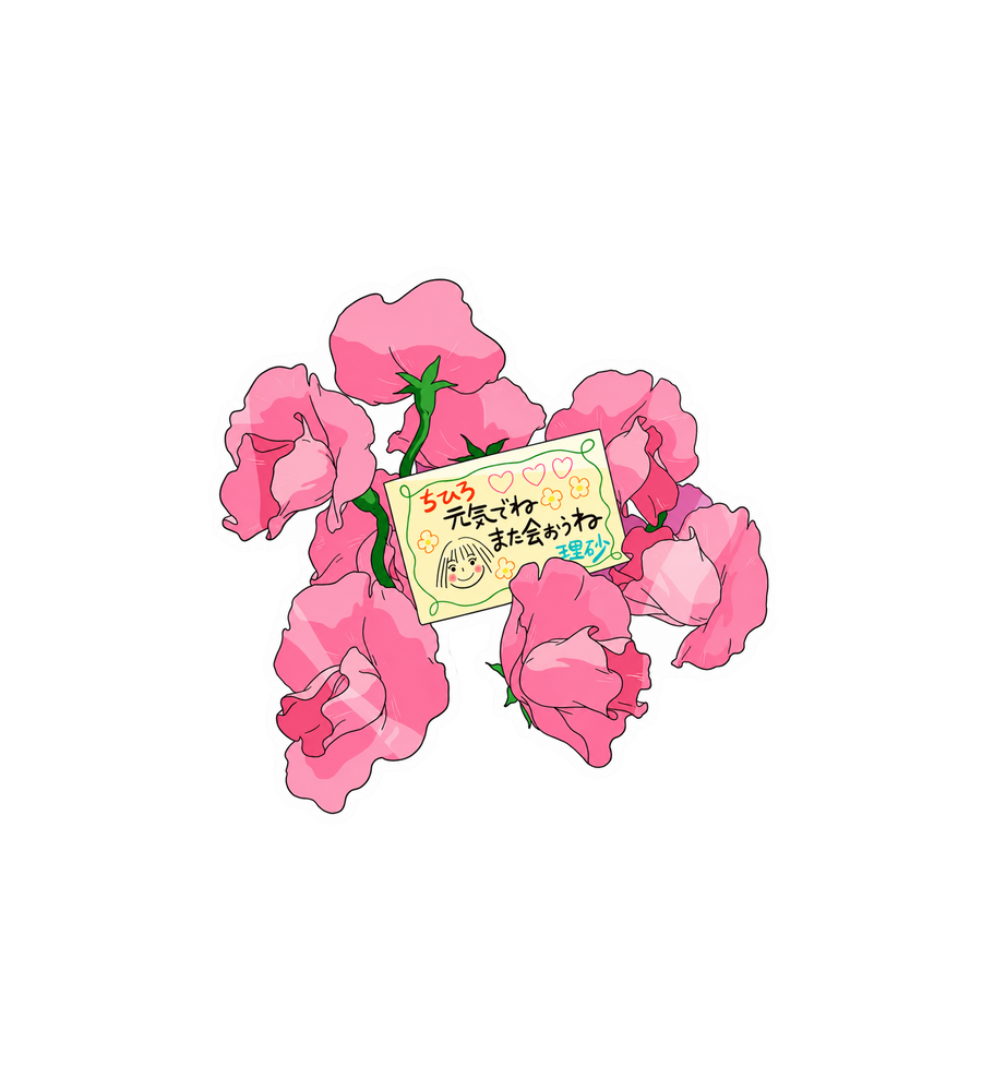Chihiro's Note & Pink Flowers Anime Sticker