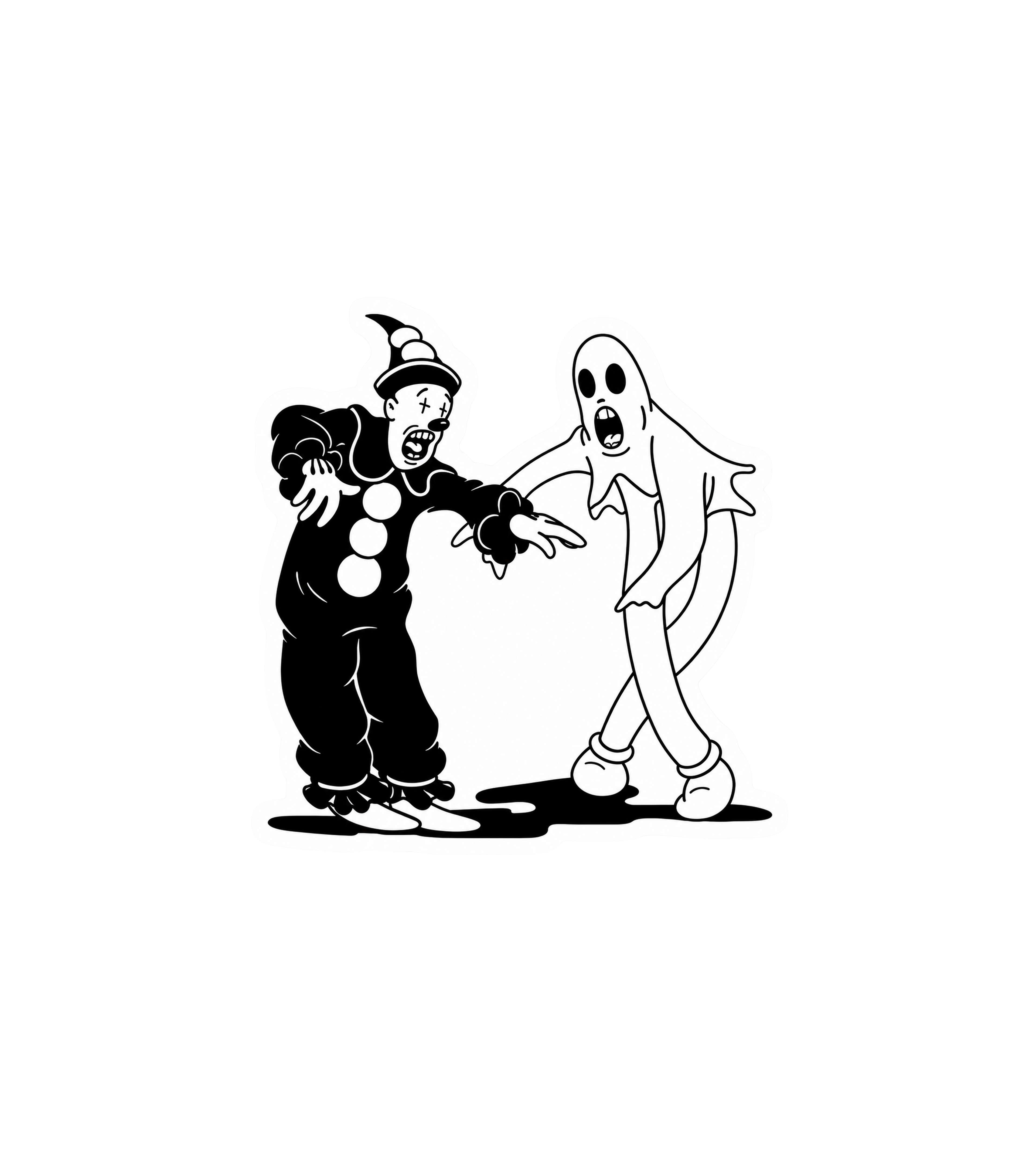 Vintage Clown & Ghost Sticker