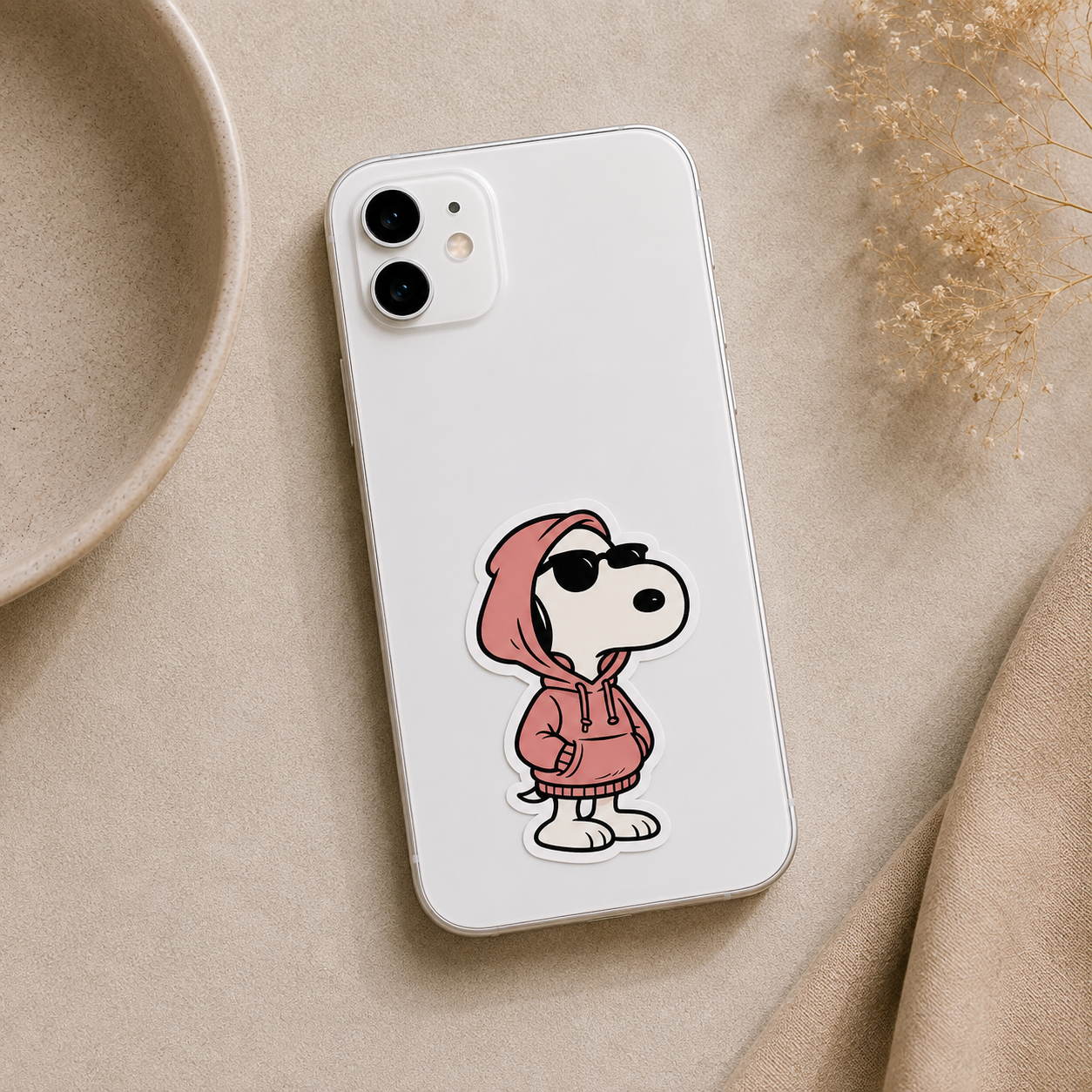 Cool Snoopy Pink Hoodie Sticker