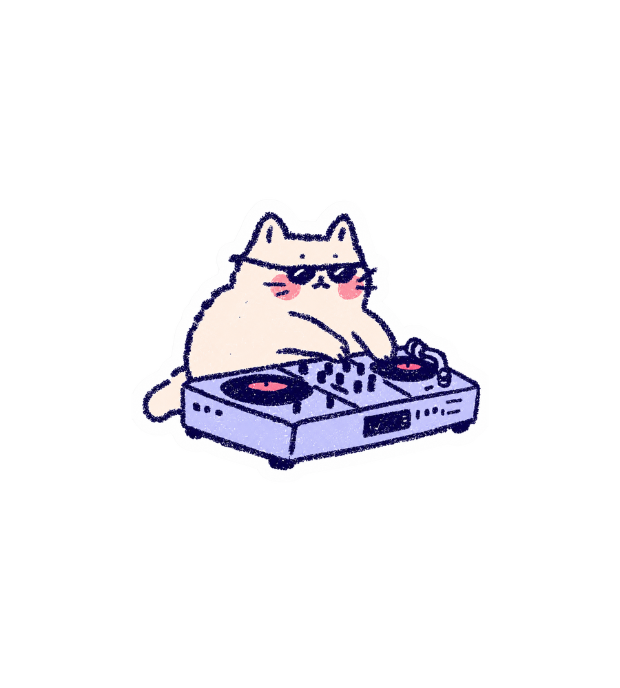 Cool DJ Cat Sticker