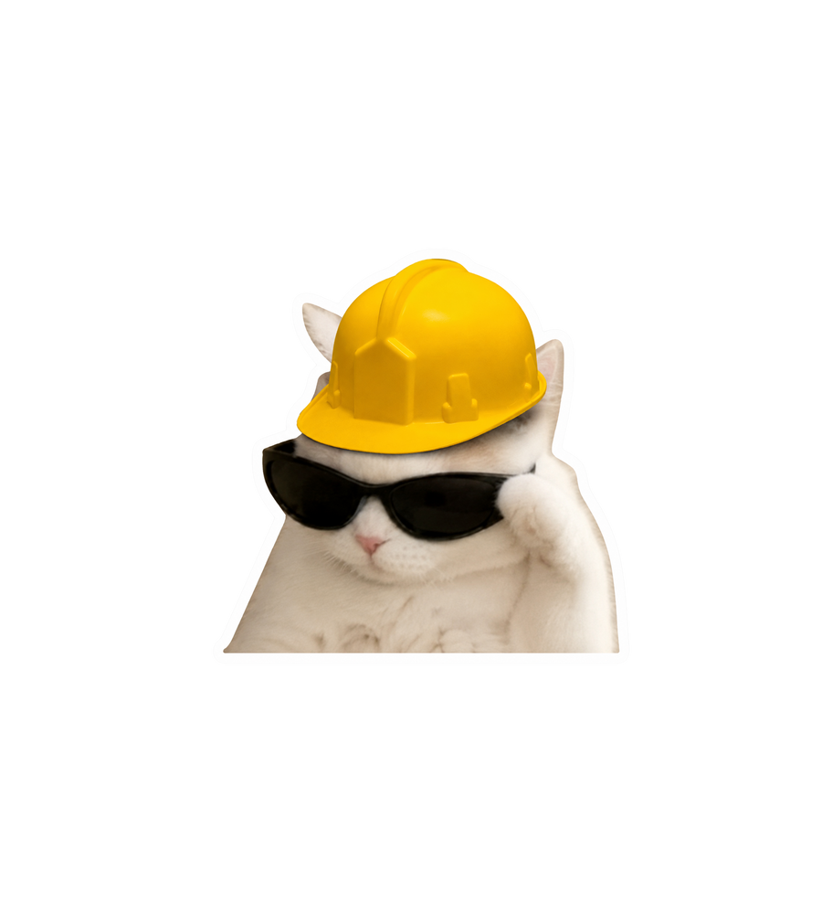 Construction Cat Meme Sticker
