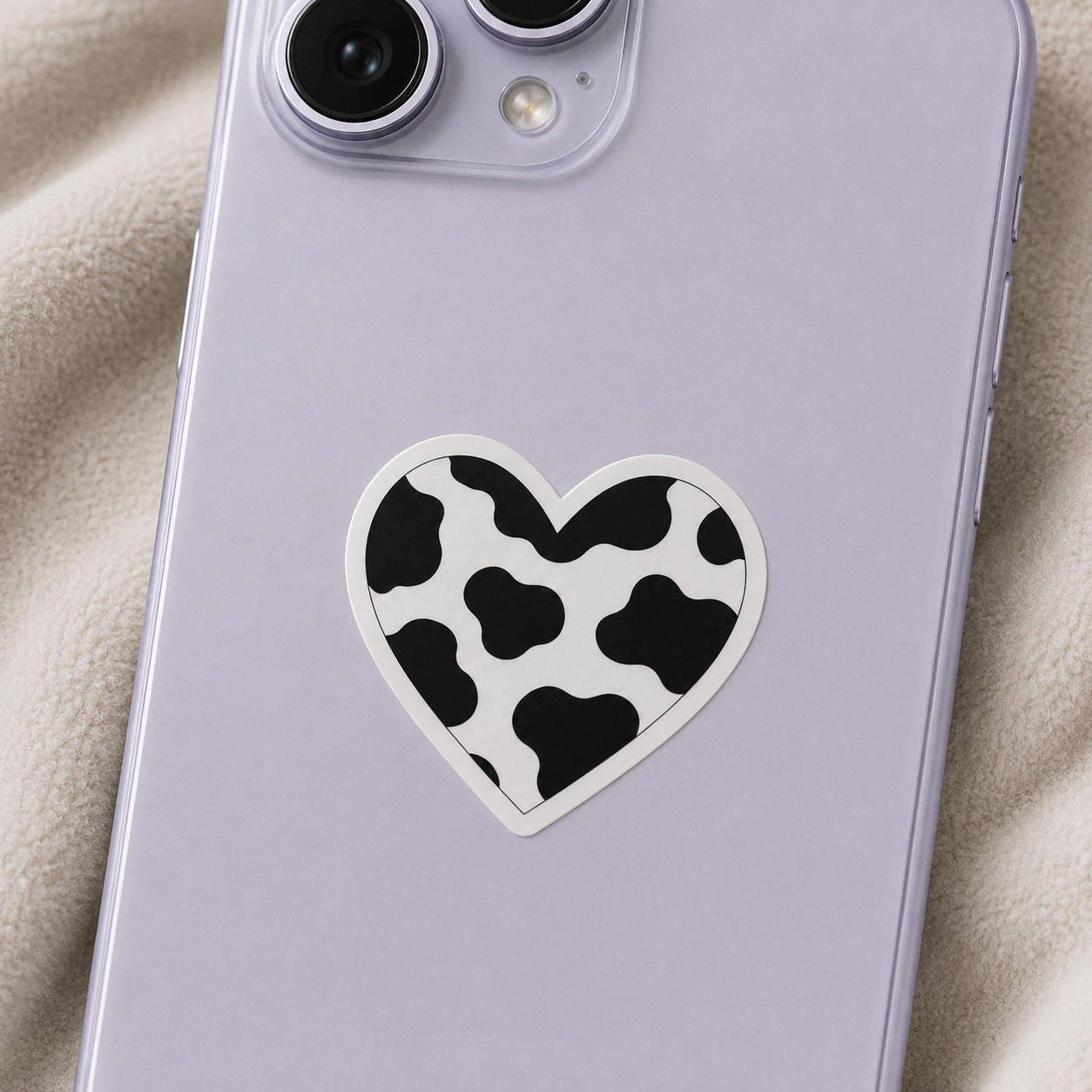 Cow Print Heart Vinyl Sticker