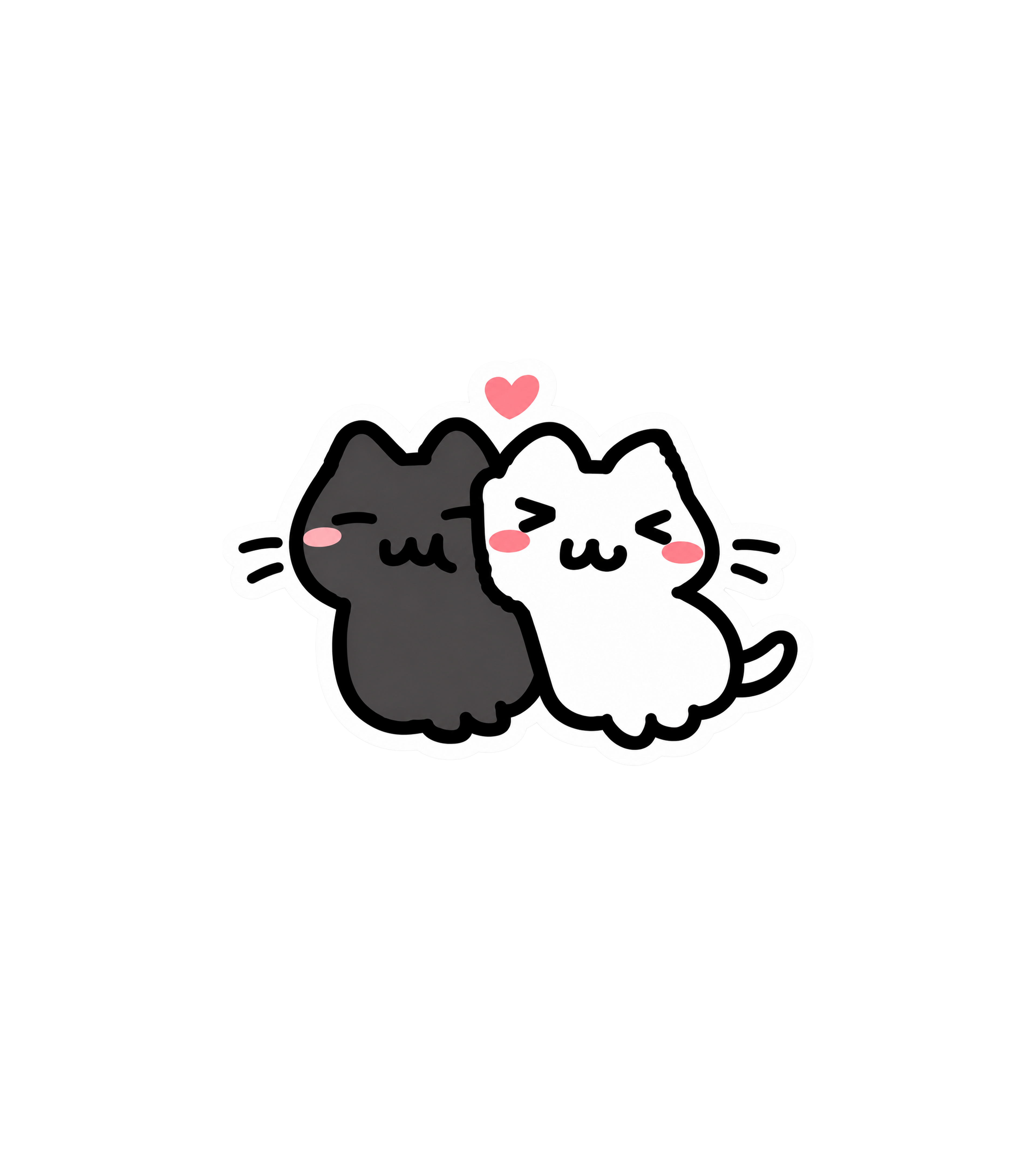Cute Kawaii Cats Hugging Sticker