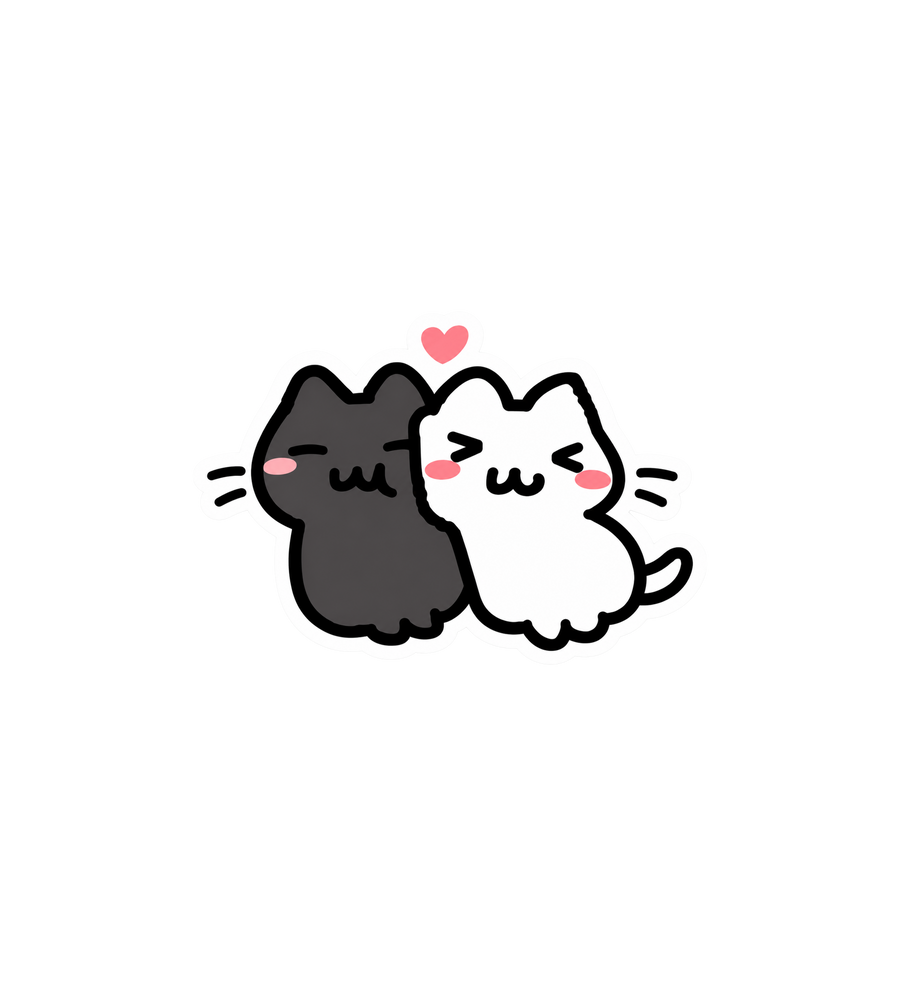 Cute Kawaii Cats Hugging Sticker