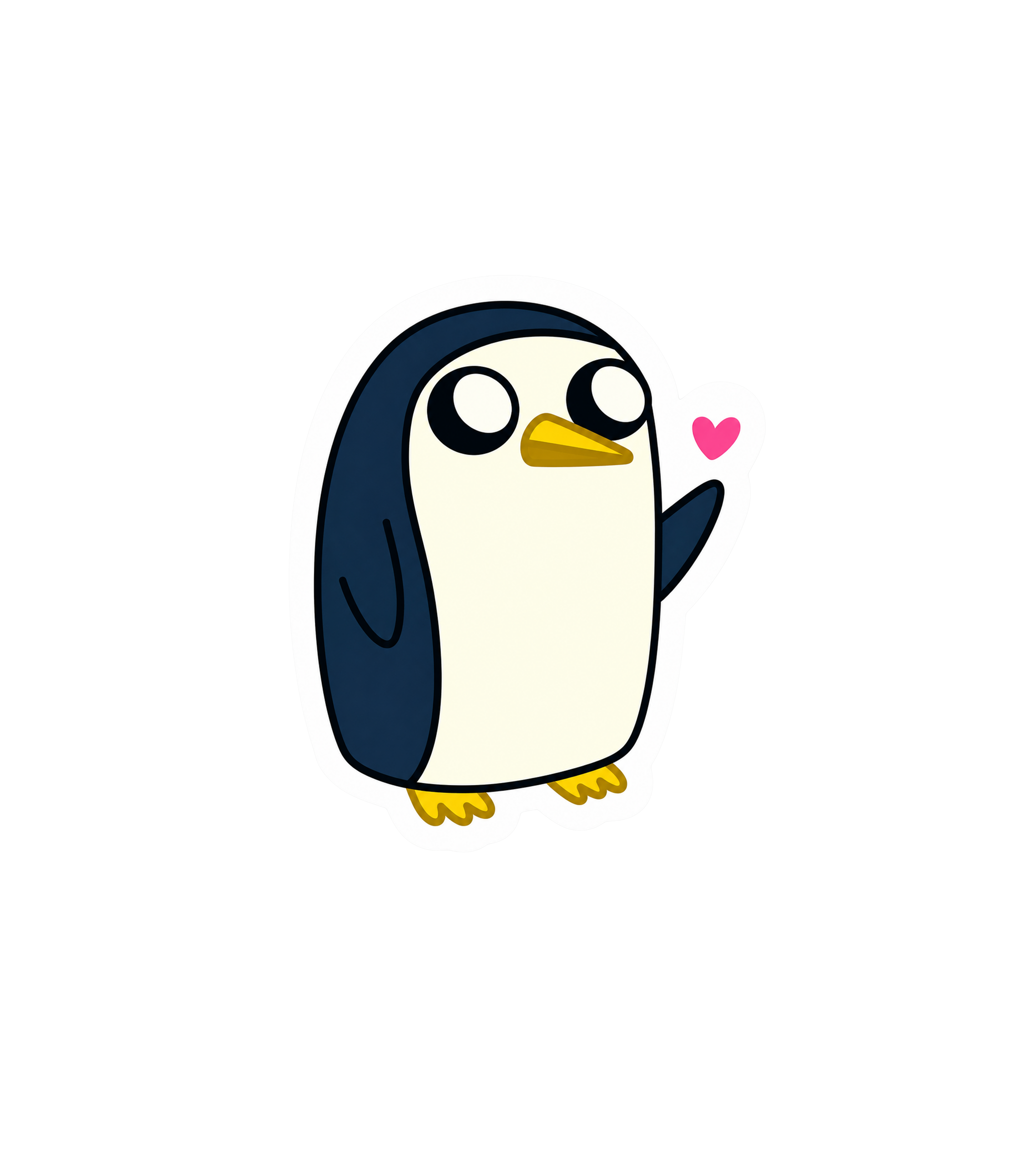 Cute Penguin Waving Heart Sticker