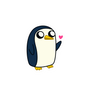 Cute Penguin Waving Heart Sticker