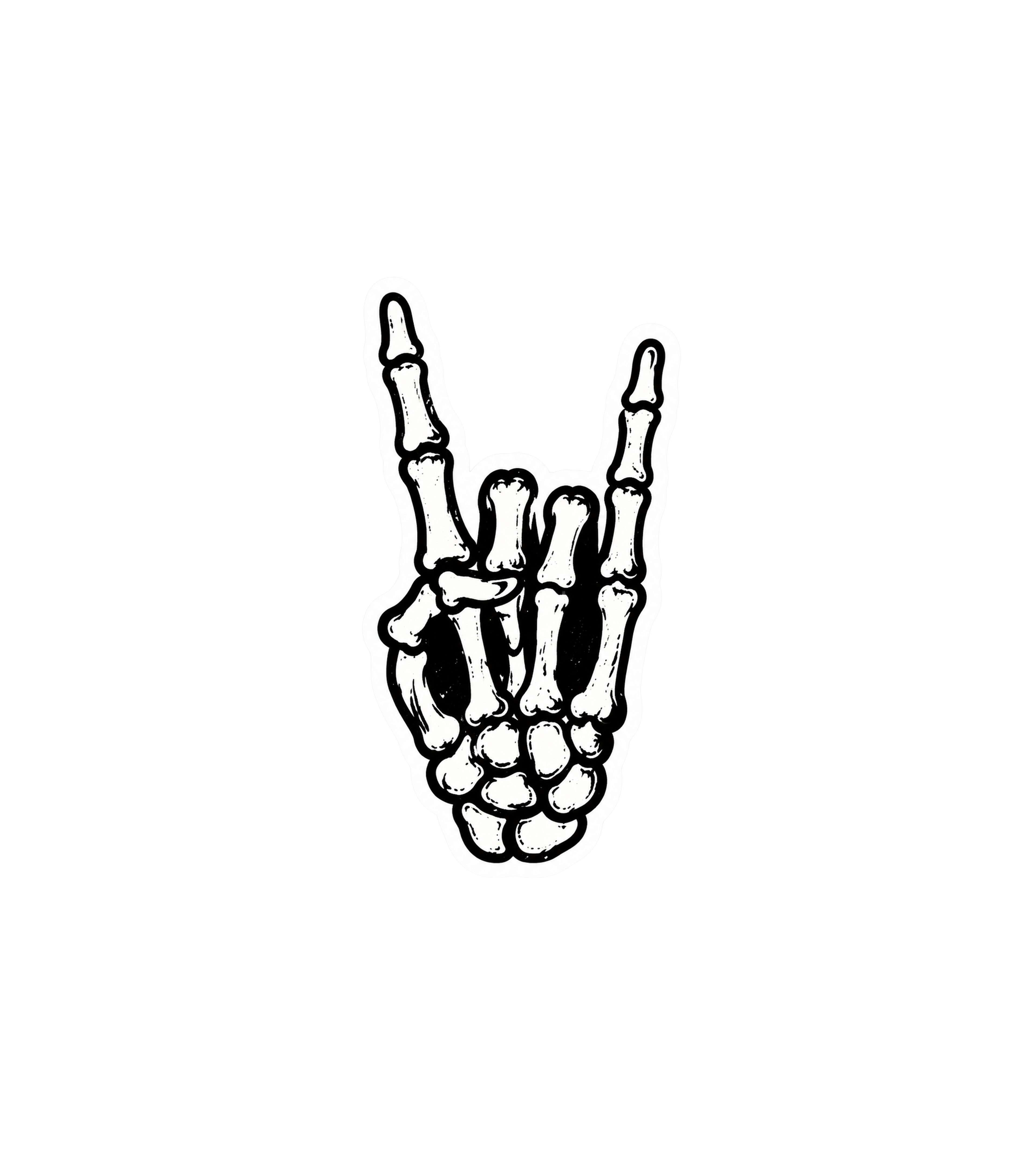 Rock On Skeleton Hand Vinyl Sticker