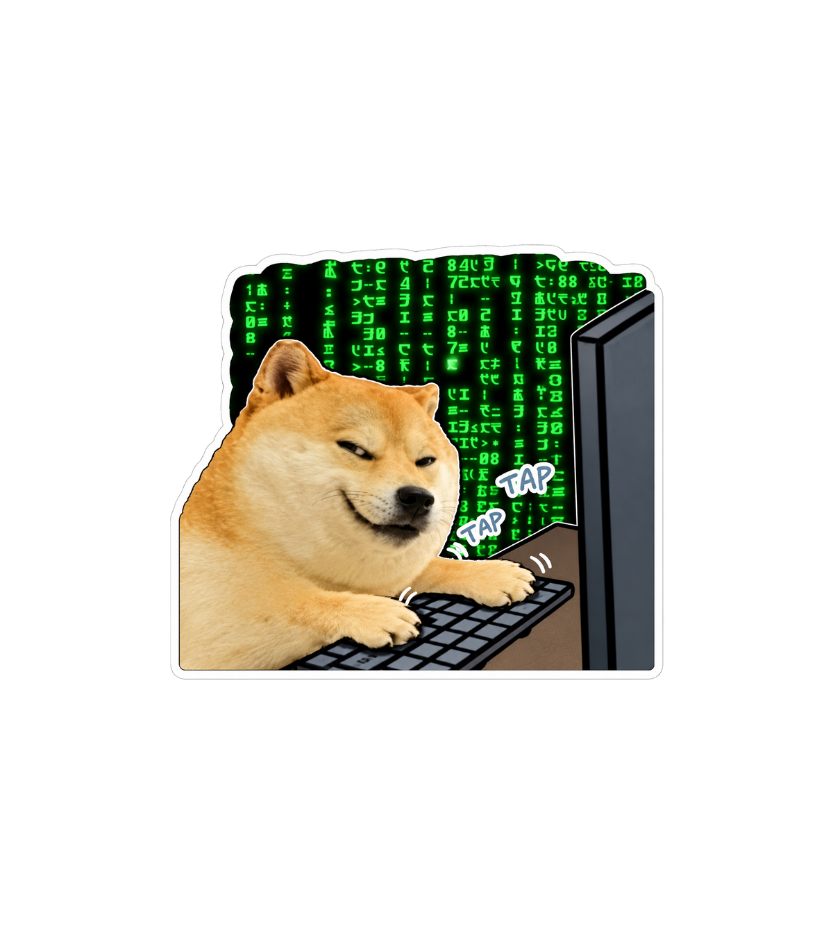 Doge Hacking the Matrix Sticker