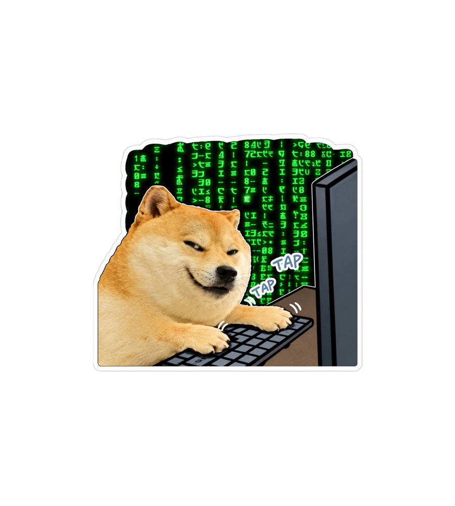 Doge Hacking the Matrix Sticker