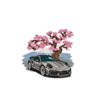 Cherry Blossom Sports Car Sticker