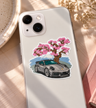 Cherry Blossom Sports Car Sticker