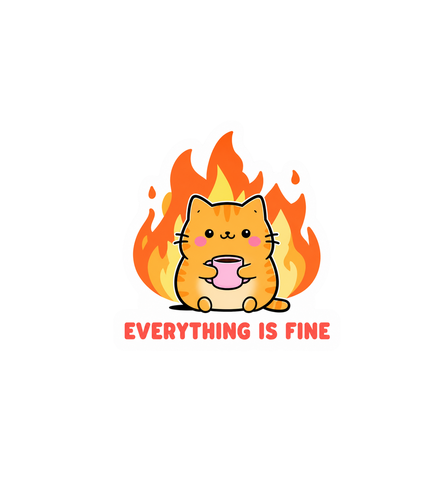 Everything Is Fine Cat Sticker