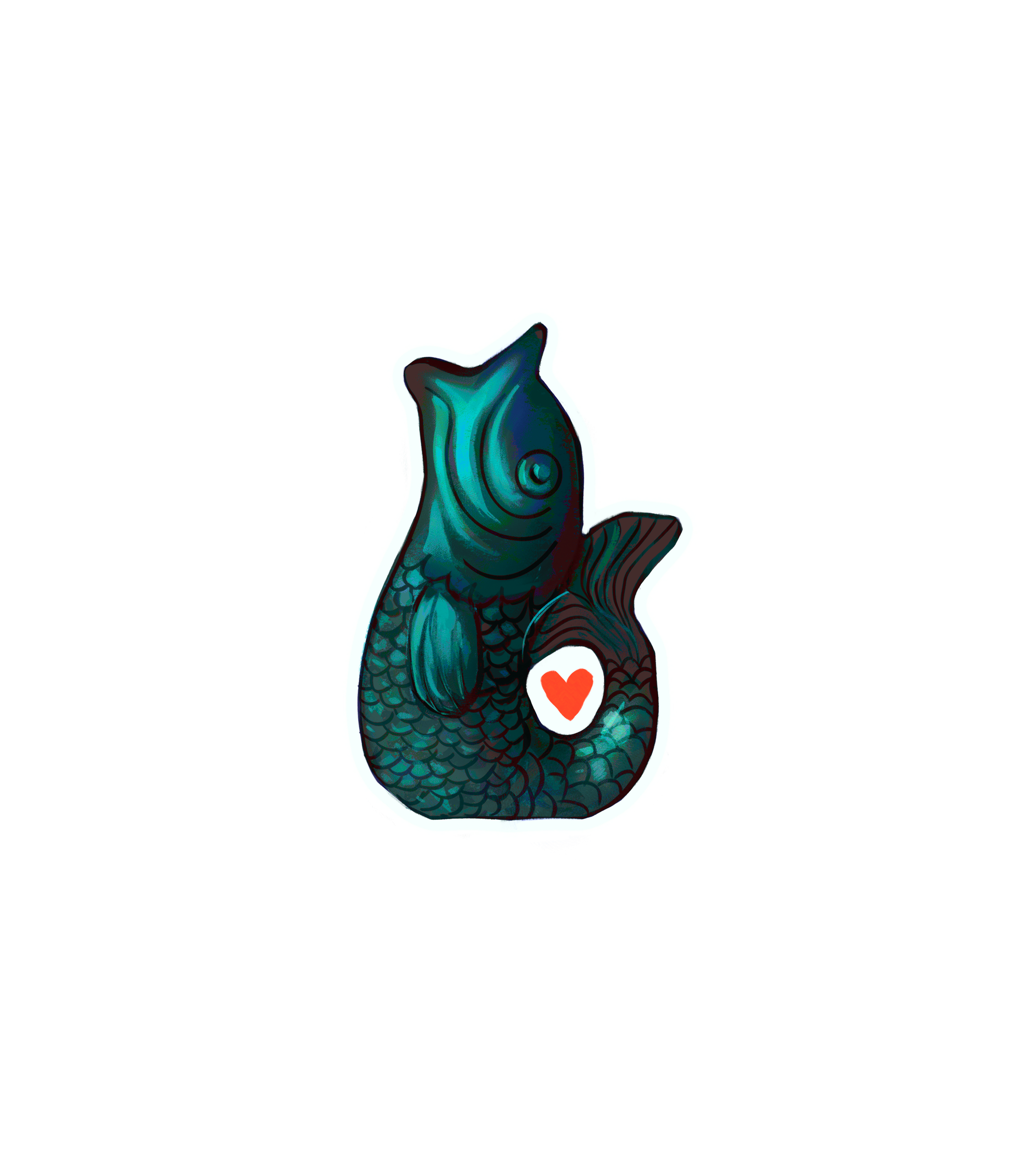 Fish Heart Sticker