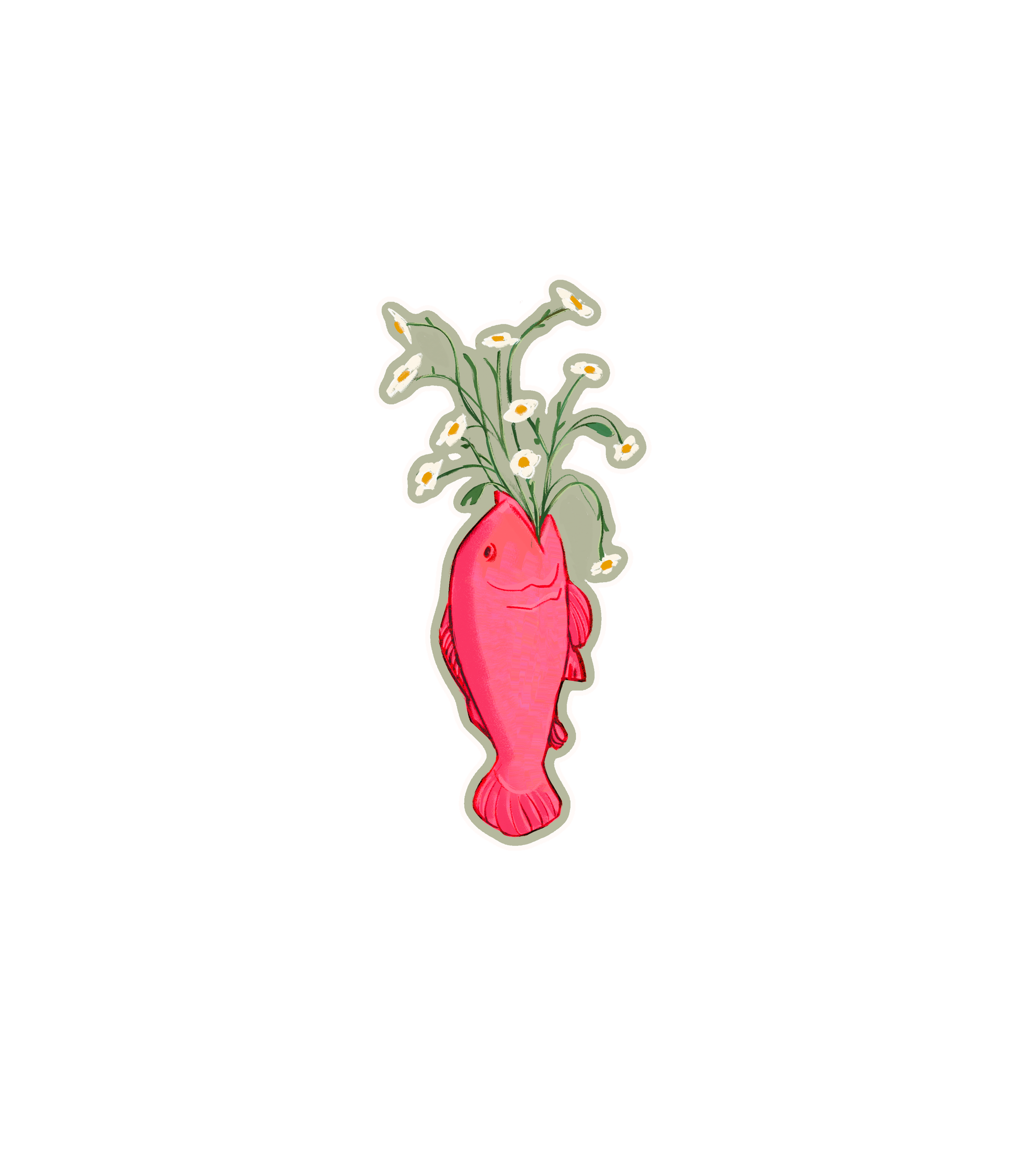 Fish Flower Sticker