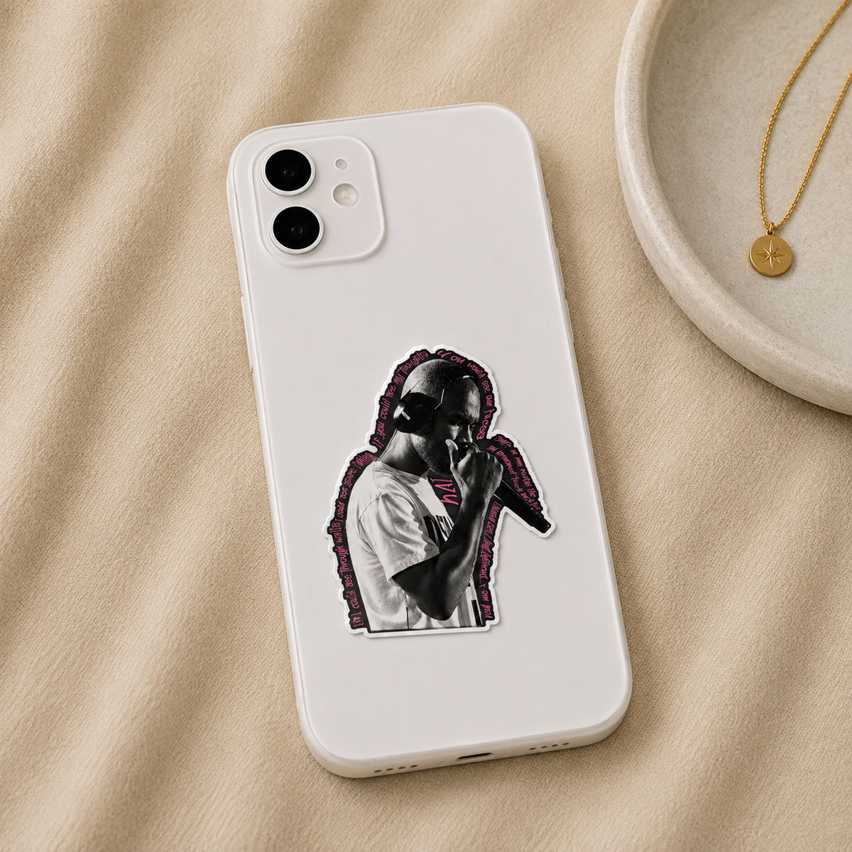 Frank Ocean Pink Text Black Sticker