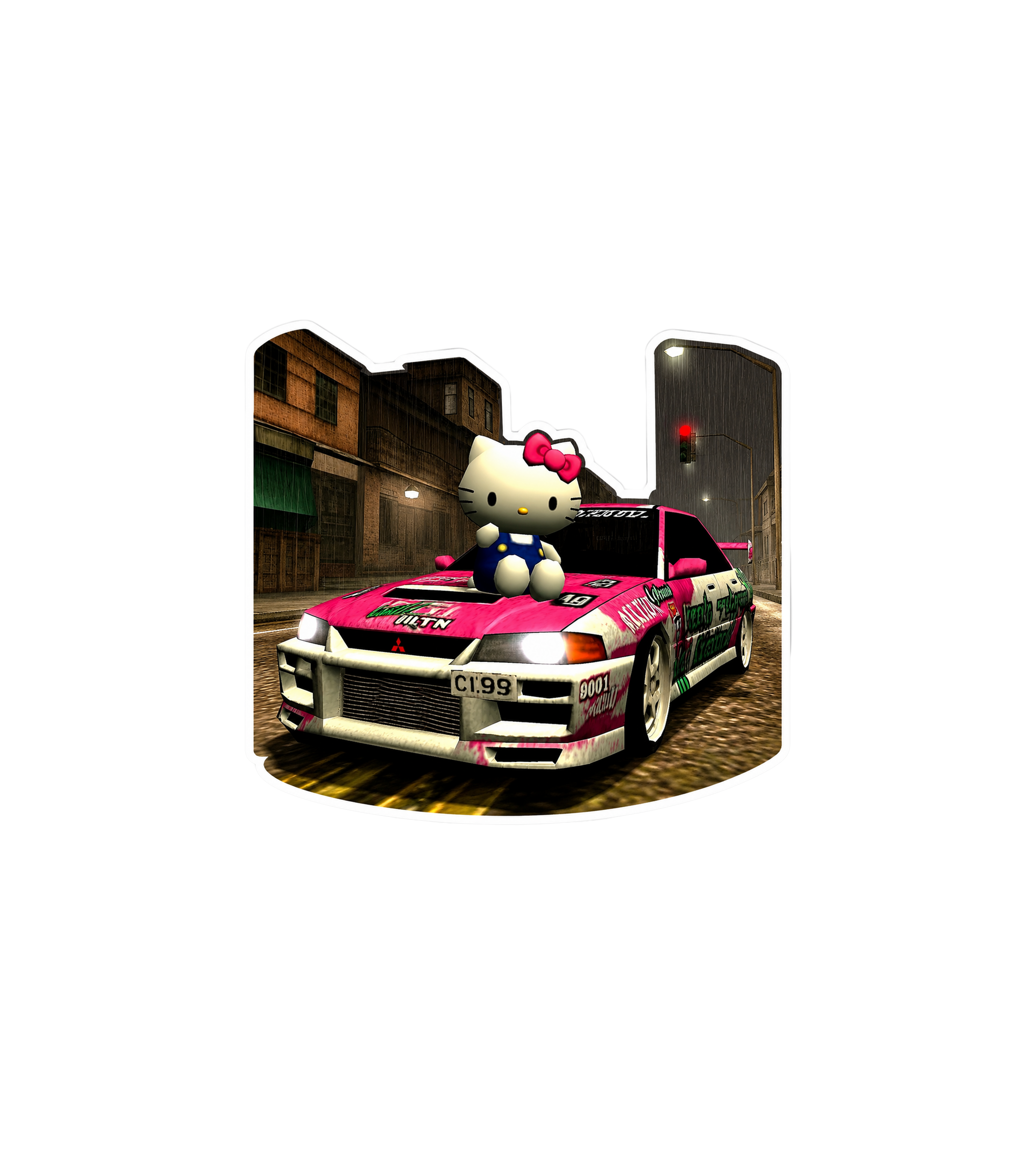 Hello Kitty Drift Car Sticker