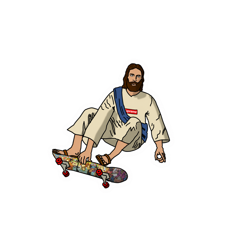 Jesus Skateboarding Sticker
