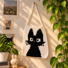 Jiji Cat Crochet Tapestry – Handmade Black Cat Wall Decor