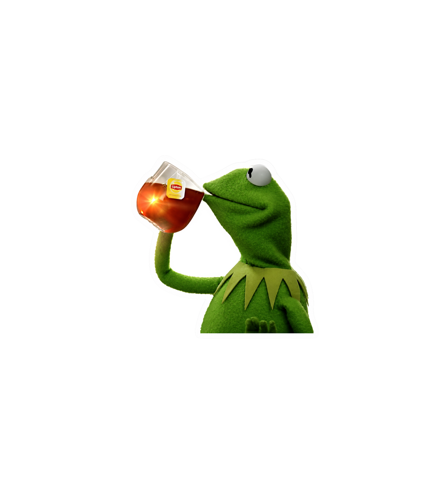 Kermit Sipping Tea Meme Sticker
