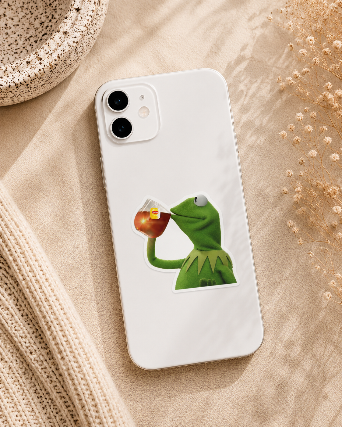 Kermit Sipping Tea Meme Sticker