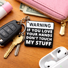 Warning Text Keychain