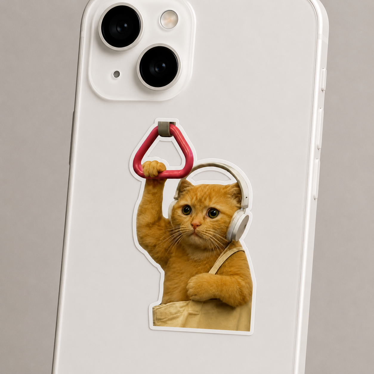 Kitten with Headphones and Tote Bag Sticker