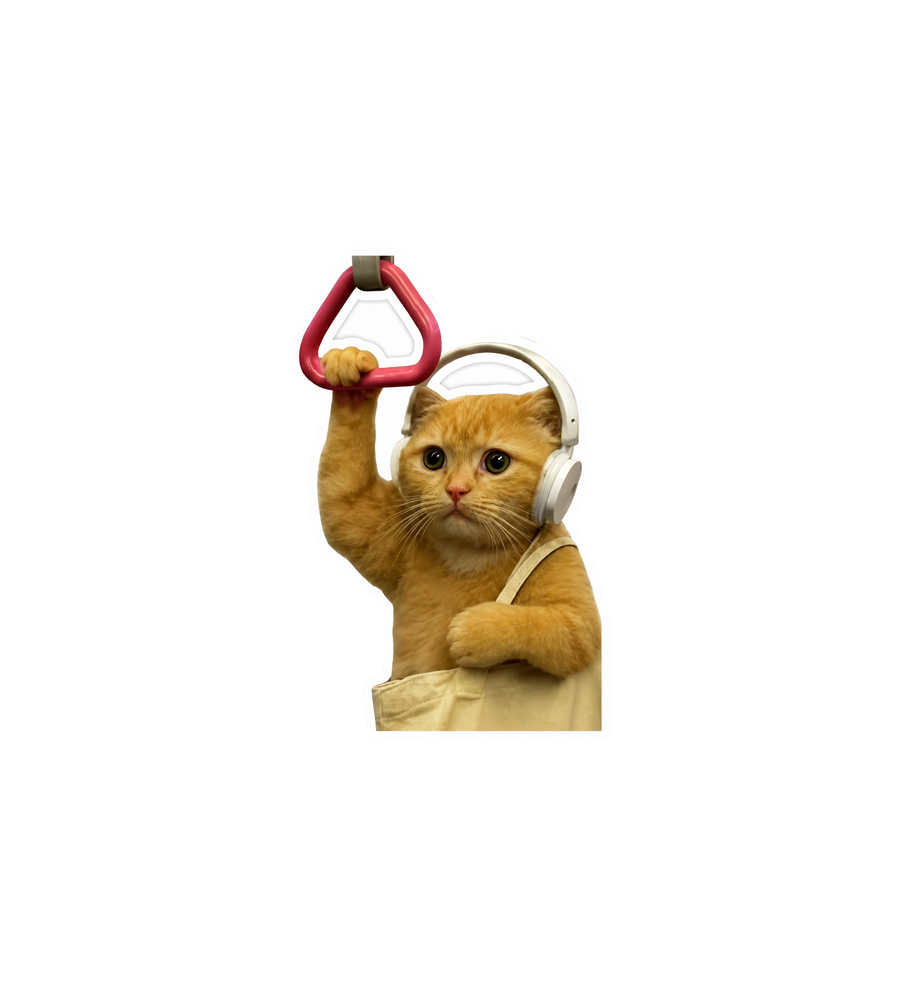 Kitten with Headphones and Tote Bag Sticker