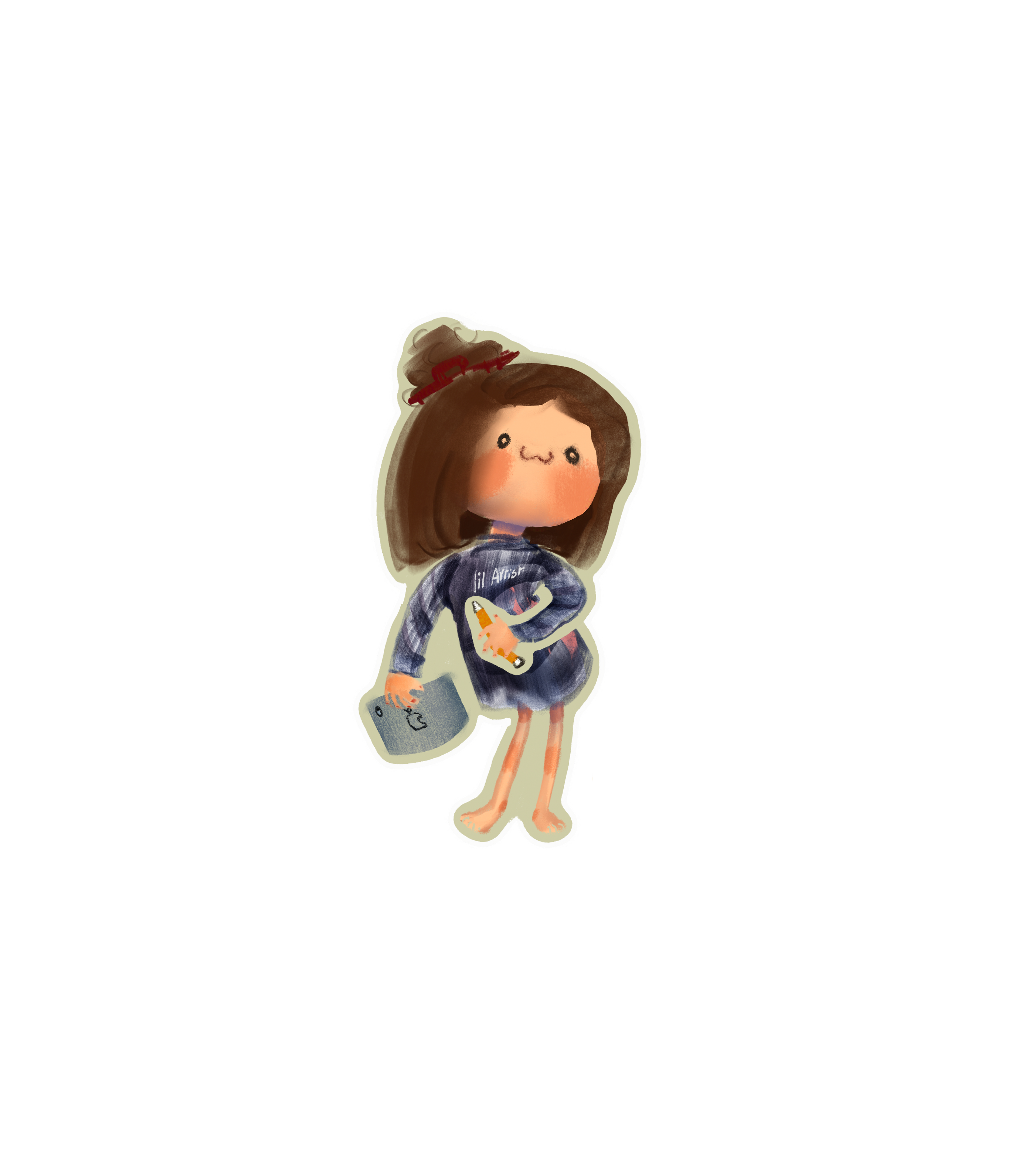 Cute Little Artist Girl Sticker